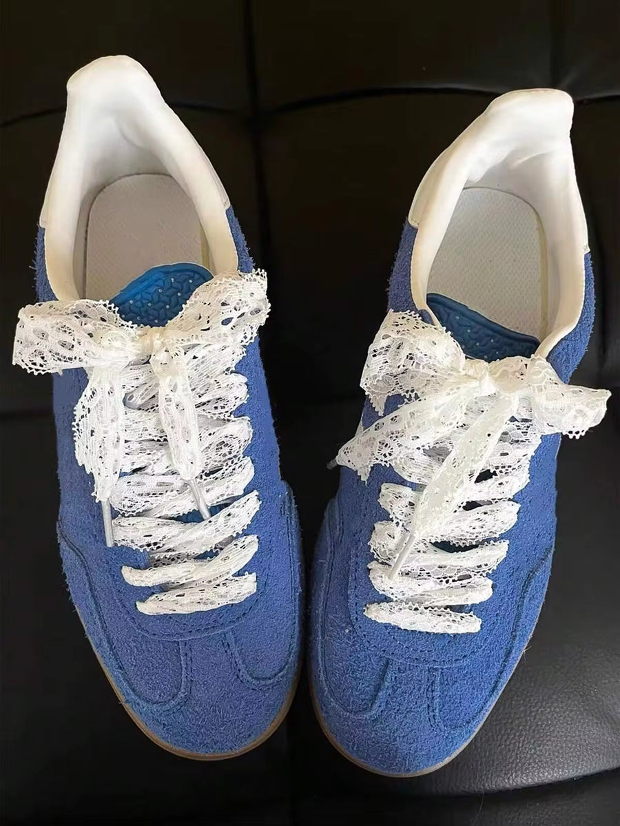 1 Pair Women's White Lace Bow Hollow Out 120cm Shoelaces, Niche Korean Version Shoe Decor Accessory Suitable For Sports Shoes, Casual Shoes, Flats, Canvas Shoes, Wedding Shoes, And More For Women Men Sneakers Shoes Men Trainers Running Shoes Summer
