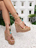 Women's Colorful Button Decor Super High Heel Wedge Platform Sandals