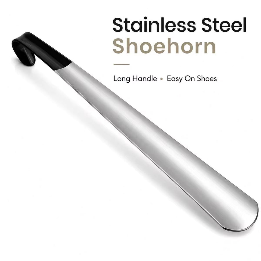 1pc Stainless Steel Long Handle Shoehorn, Comfort Grip Easy On Shoes Helper For Men & Women